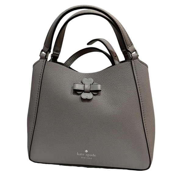 - NWT Kate Spade Soft Taupe Grey Pebbled Leather Triple Compartment Talia Satcel - Picture 5 of 13